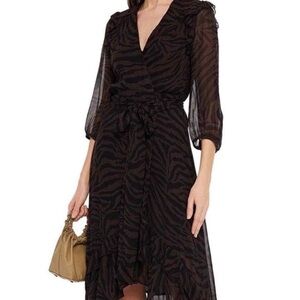 BA&SH brown and black zebra wrap dress xs